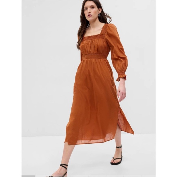 GAP Women Long Sleeve Puff Sleeve Smocked Maxi Dress in Black Size Small - Picture 3 of 12